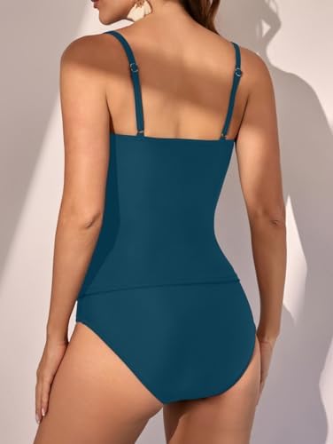 Women's Swimsuit Ruched Tummy Control Tankini Set