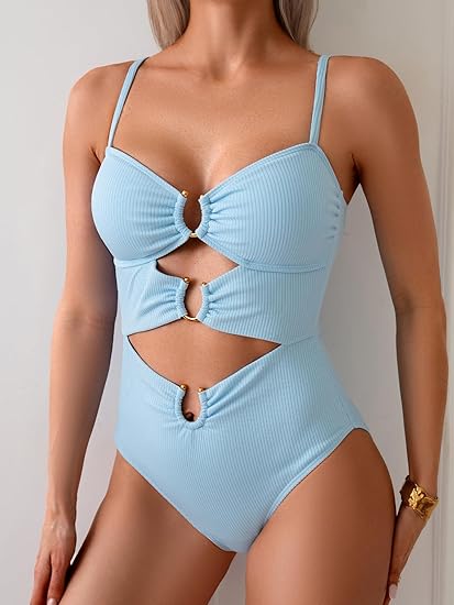 Eomenie One Piece Swimsuit for Women Ring Linked Monokini Sexy Bathing Suit Cutout Swim Suit