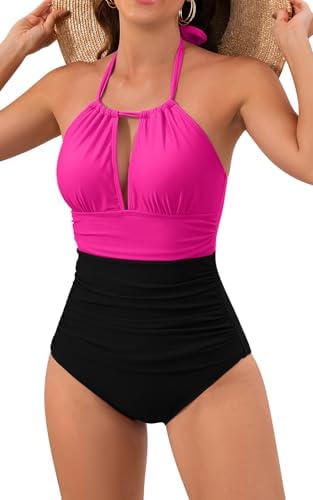 V Neck One Piece Tummy Control Swimsuits