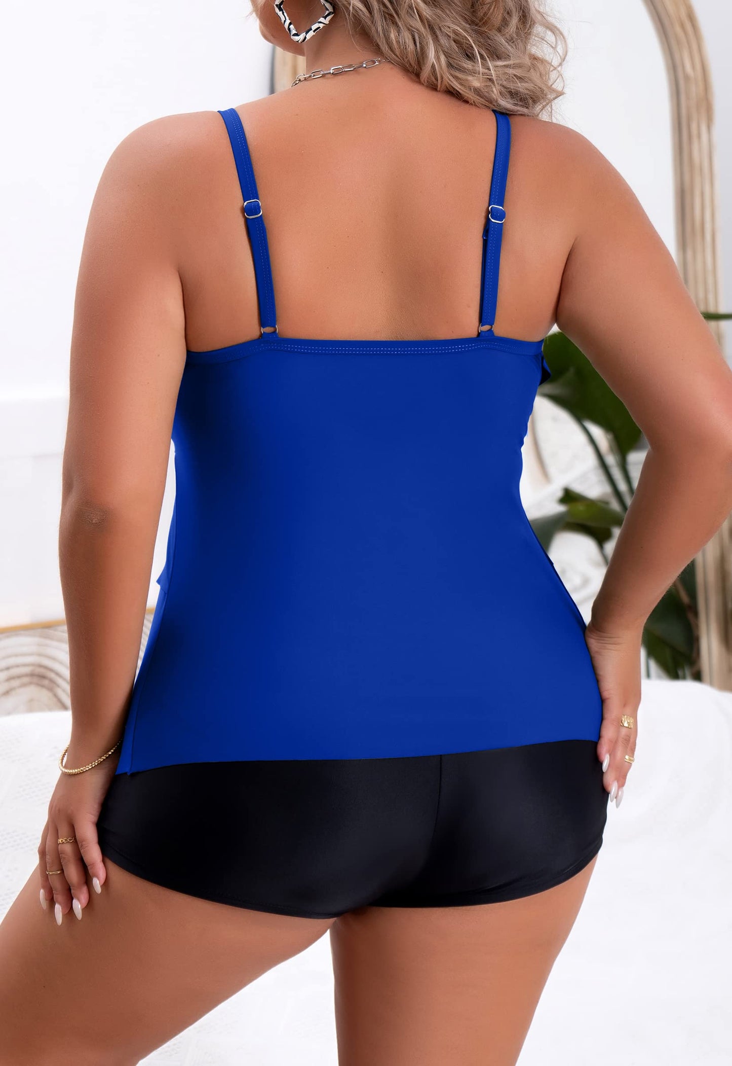 Plus Size Ruffled Flounce Tummy Control Tankini Swimsuits