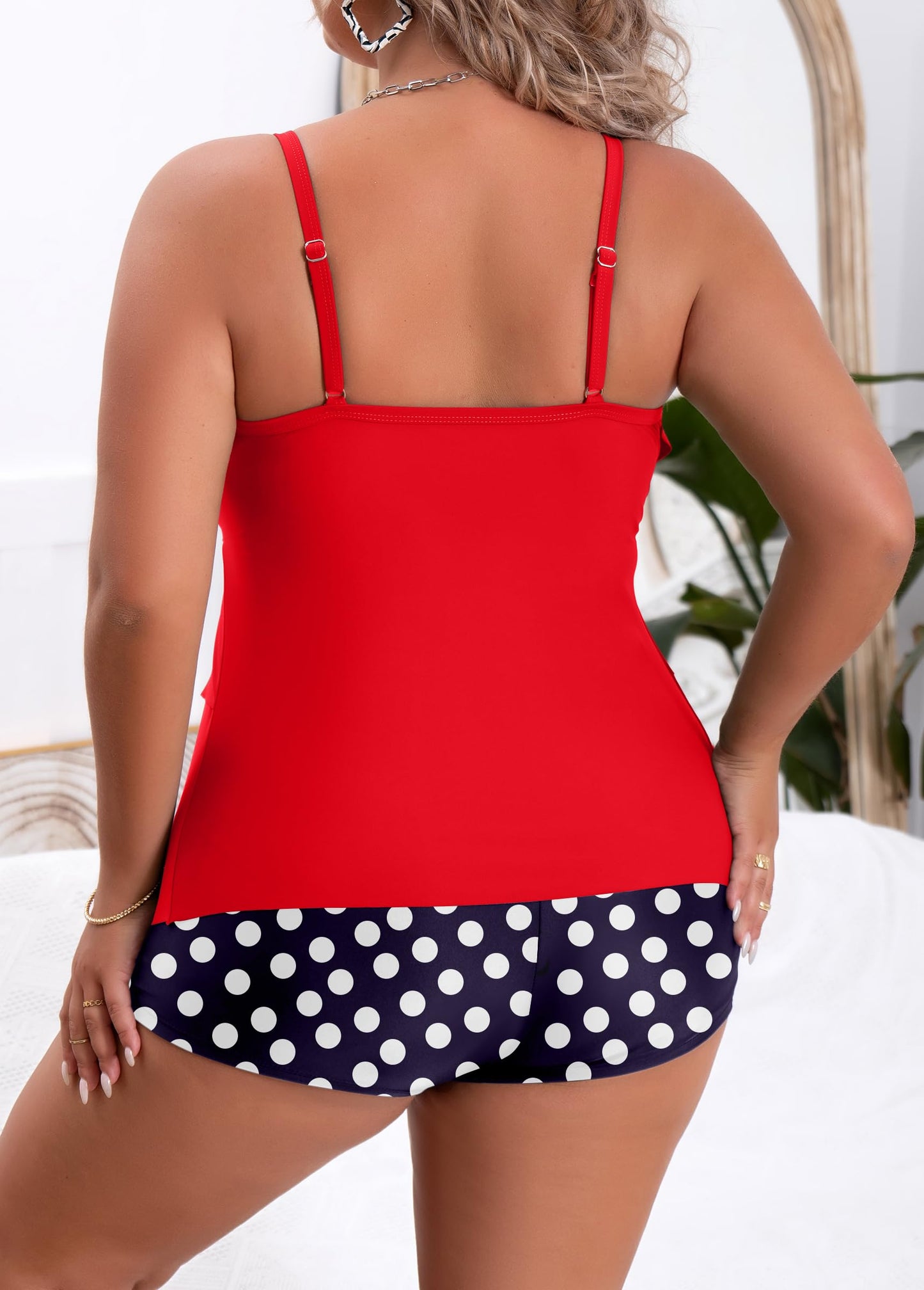 Plus Size Ruffled Flounce Tummy Control Tankini Swimsuits