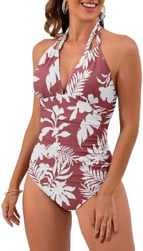 V Neck One Piece Tummy Control Swimsuits