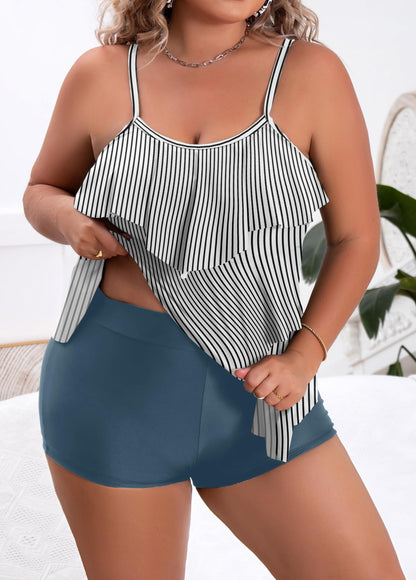 Plus Size Ruffled Flounce Tummy Control Tankini Swimsuits