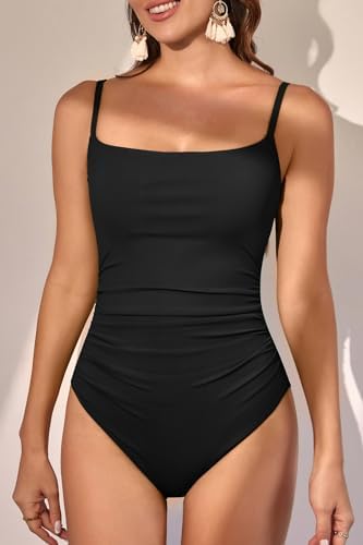 Women's Tummy Control Ruched One Piece Swimsuits