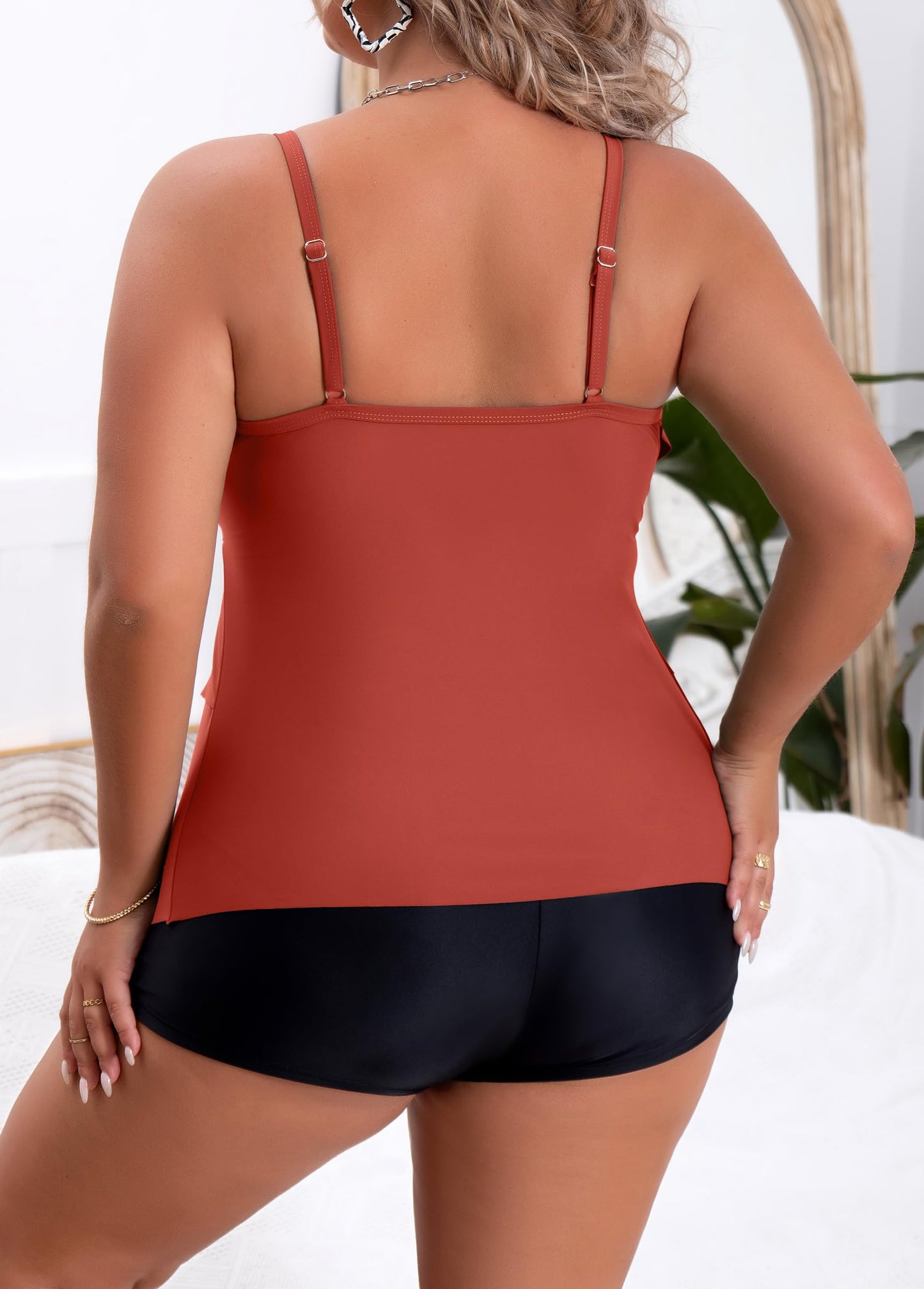 Plus Size Ruffled Flounce Tummy Control Tankini Swimsuits