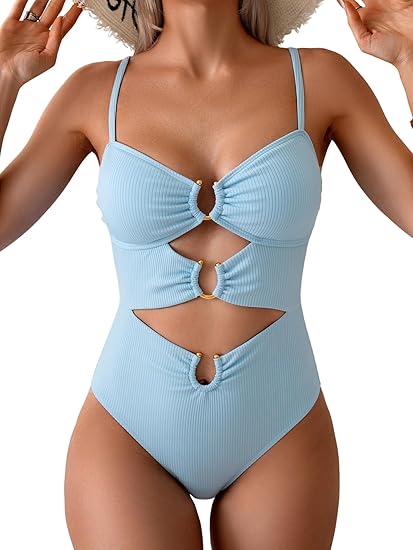 Eomenie One Piece Swimsuit for Women Ring Linked Monokini Sexy Bathing Suit Cutout Swim Suit