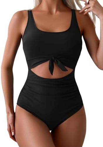 Women's One Piece Tummy Control Cut Out Tie Knot Swimsuit