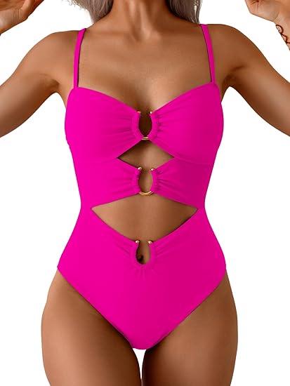 Eomenie One Piece Swimsuit for Women Ring Linked Monokini Sexy Bathing Suit Cutout Swim Suit