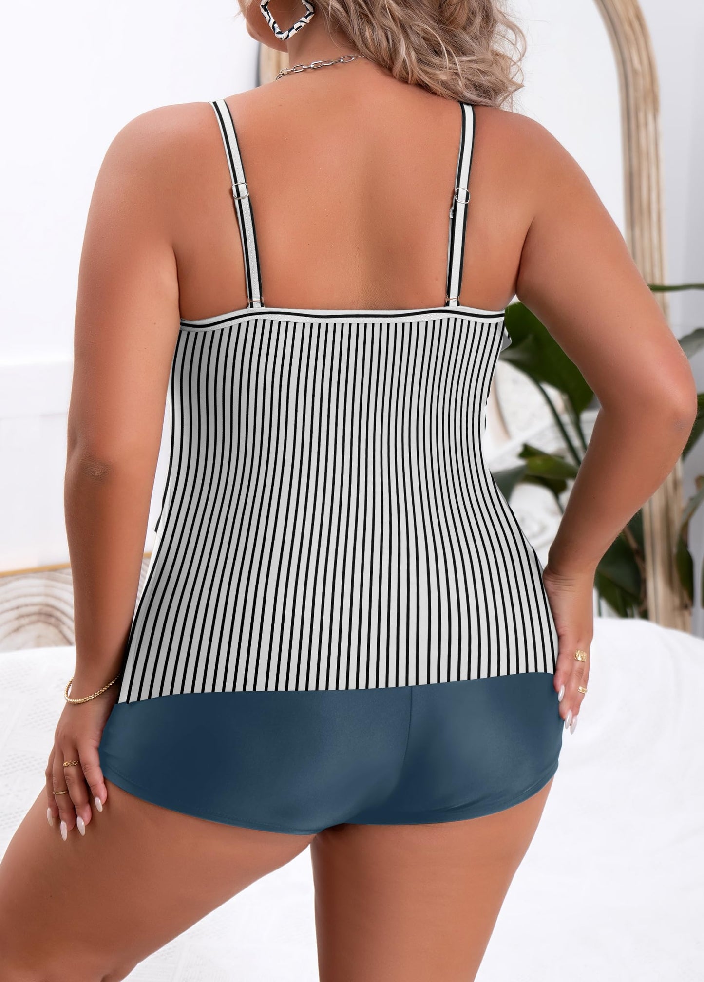 Plus Size Ruffled Flounce Tummy Control Tankini Swimsuits