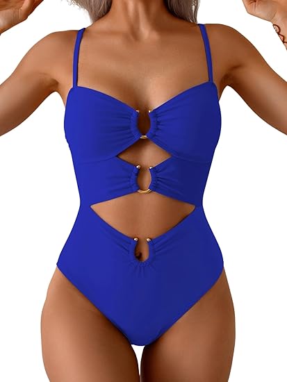Eomenie One Piece Swimsuit for Women Ring Linked Monokini Sexy Bathing Suit Cutout Swim Suit