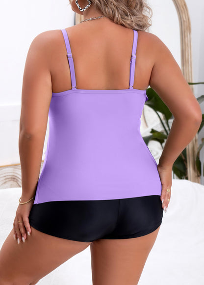 Plus Size Ruffled Flounce Tummy Control Tankini Swimsuits