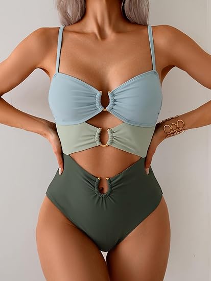 Eomenie One Piece Swimsuit for Women Ring Linked Monokini Sexy Bathing Suit Cutout Swim Suit