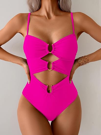 Eomenie One Piece Swimsuit for Women Ring Linked Monokini Sexy Bathing Suit Cutout Swim Suit