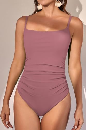 Women's Tummy Control Ruched One Piece Swimsuits