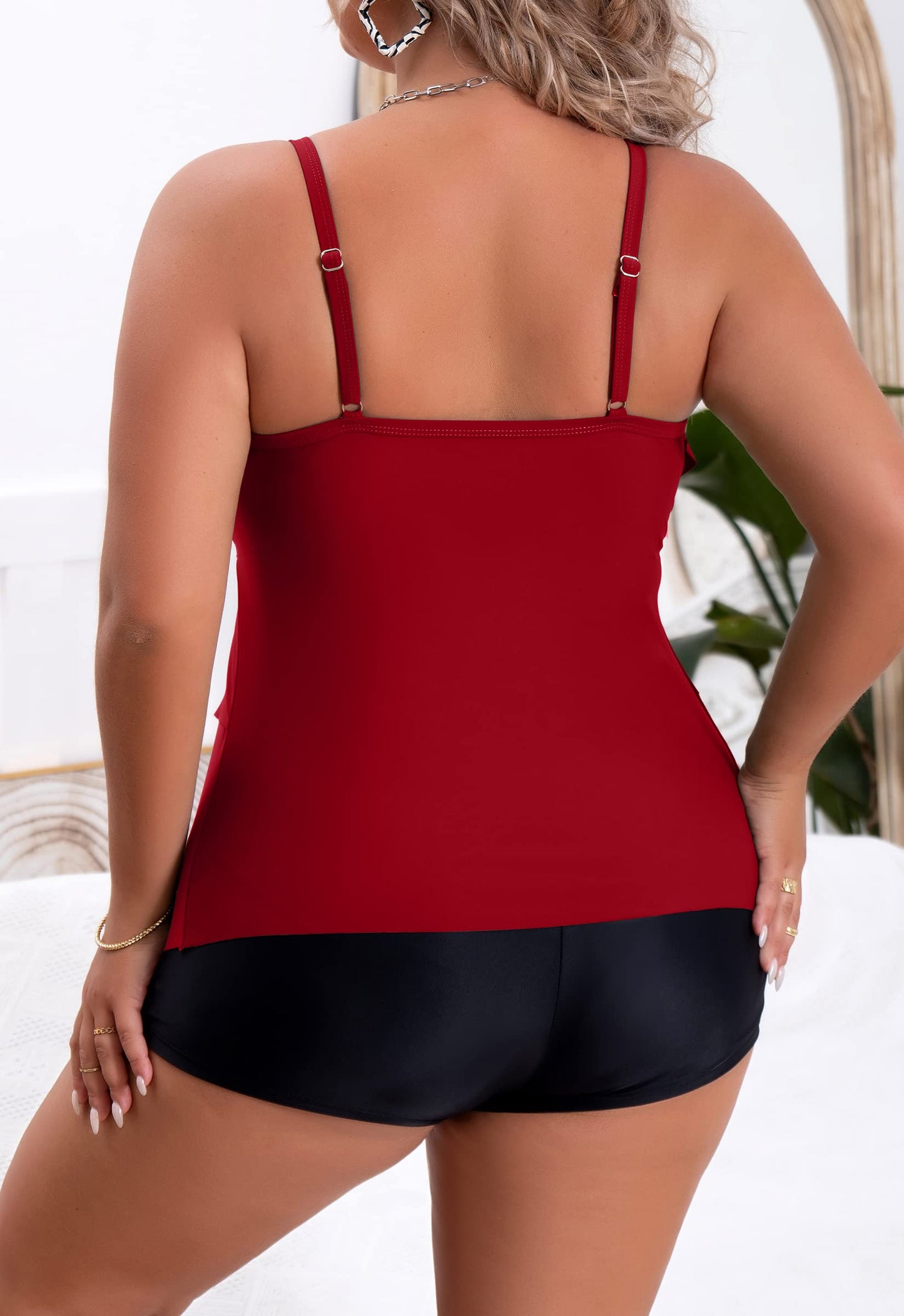 Plus Size Ruffled Flounce Tummy Control Tankini Swimsuits