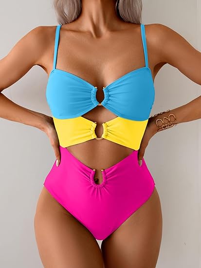 Eomenie One Piece Swimsuit for Women Ring Linked Monokini Sexy Bathing Suit Cutout Swim Suit