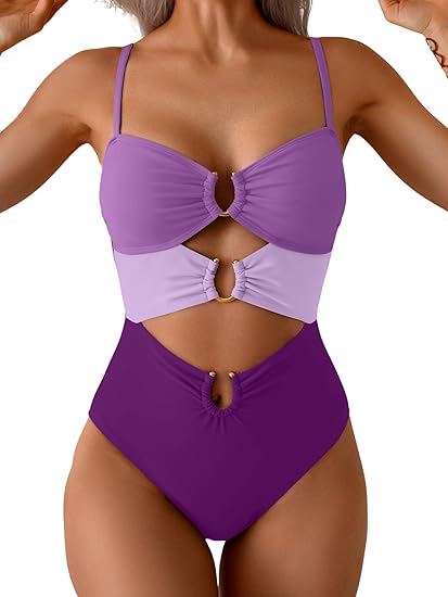 Eomenie One Piece Swimsuit for Women Ring Linked Monokini Sexy Bathing Suit Cutout Swim Suit