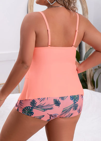 Plus Size Ruffled Flounce Tummy Control Tankini Swimsuits