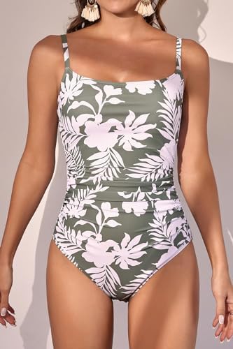 Women's Tummy Control Ruched One Piece Swimsuits