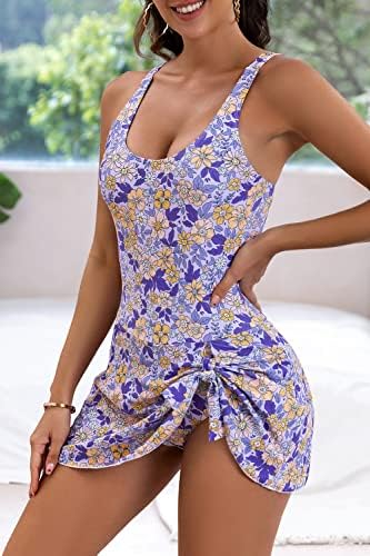 Eomenie One Piece Swimdress Swimsuits for Women Tummy Control Swim Dresses Skirt Bathing Suit