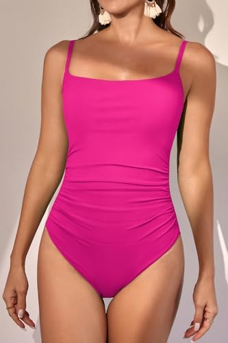 Women's Tummy Control Ruched One Piece Swimsuits