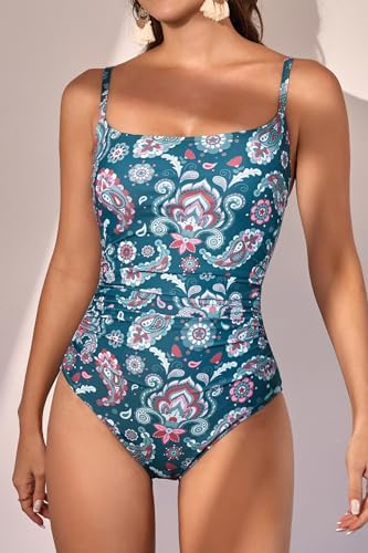 Women's Tummy Control Ruched One Piece Swimsuits