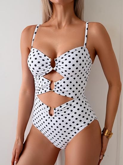 Eomenie One Piece Swimsuit for Women Ring Linked Monokini Sexy Bathing Suit Cutout Swim Suit