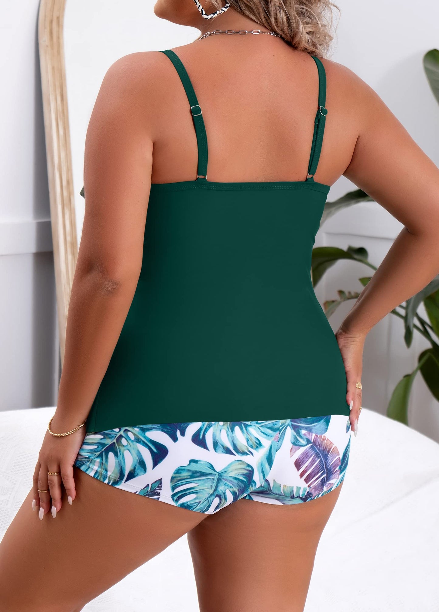 Plus Size Ruffled Flounce Tummy Control Tankini Swimsuits