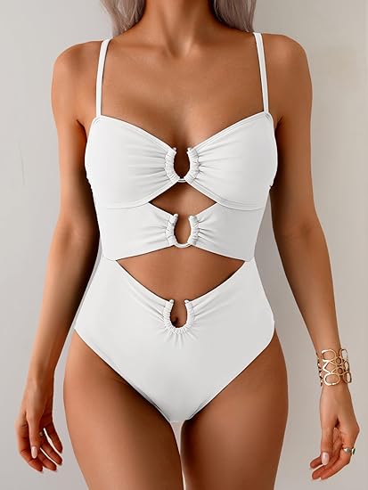 Eomenie One Piece Swimsuit for Women Ring Linked Monokini Sexy Bathing Suit Cutout Swim Suit