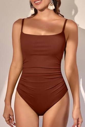 Women's Tummy Control Ruched One Piece Swimsuits